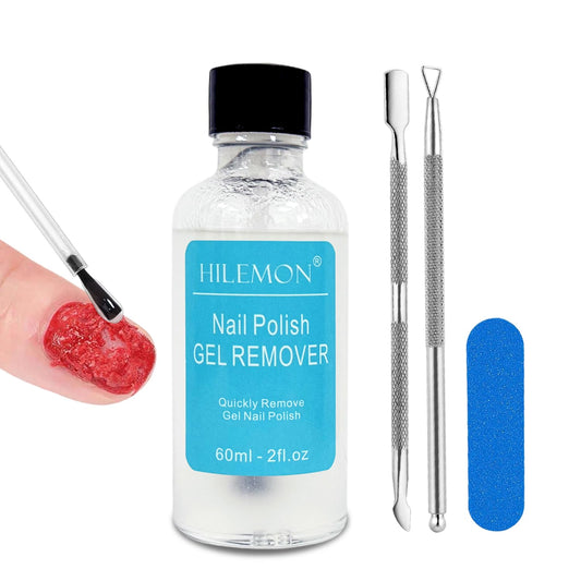 Quick Gel Nail Polish Remover Kit, Easy Remove Gel Polish in 3 Minutes, Safe for Natural Nails with Nail Tools, No Need Soaking or Wrapping, Gel Remover for Nails, Larger Size (60ml)