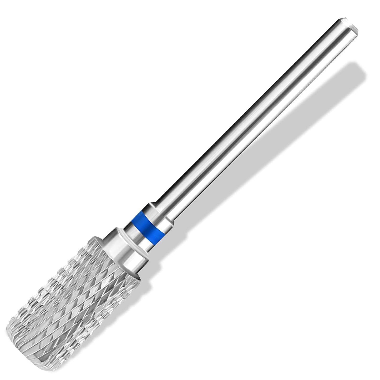 Super Long Nail Drill Bits Cylindrical, 3/32'' Carbide Tungsten Bits, Suitable for Manicure Pedicure Cuticle Gel Polishing, Remove Dip Powder, Professional Advanced Bits, (Silver, Medium Grit)