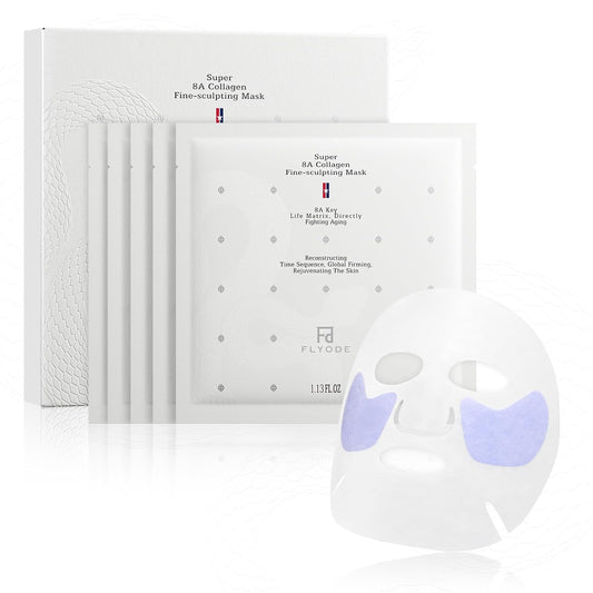FLYODE Syn-Ake 2-in-1 Eye & Face Masks Skincare, 100nm Collagen Face Mask for Improves Cheek Contour, Anti-Wrinkle and Firming, Infused with Birch Sap, Water-Free Korean Face Mask Sheet, 5sets