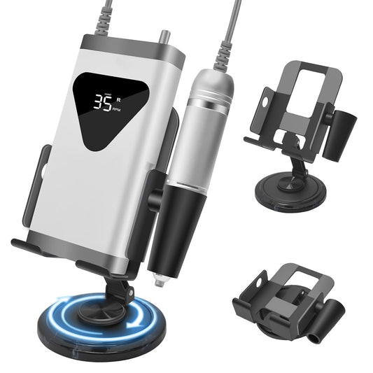 Diesisa Nail Drill Machine Holder - Nail Drill Holder Stand - 360° Rotatable - with Pen Holder - Portable Nail Desk Organizer - Professional Manicure Tool Organizer for Nail Techs Salon & Home Use