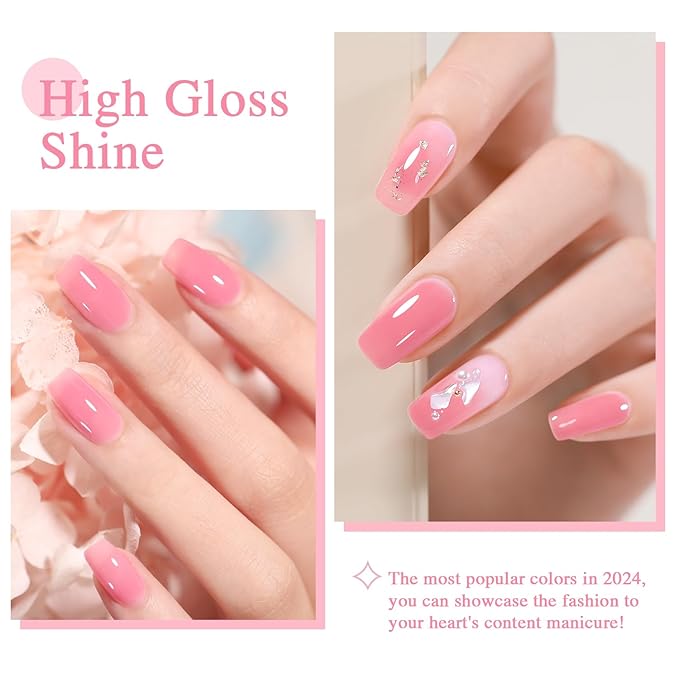 Sheer Light Red Gel Nail Polish, 15ML Jelly Red Translucent Color UV/LED Soak Off Gel Polish for DIY Nail Art Manicure and Pedicure at Home or Salon, 0.51 fl oz 1Pcs