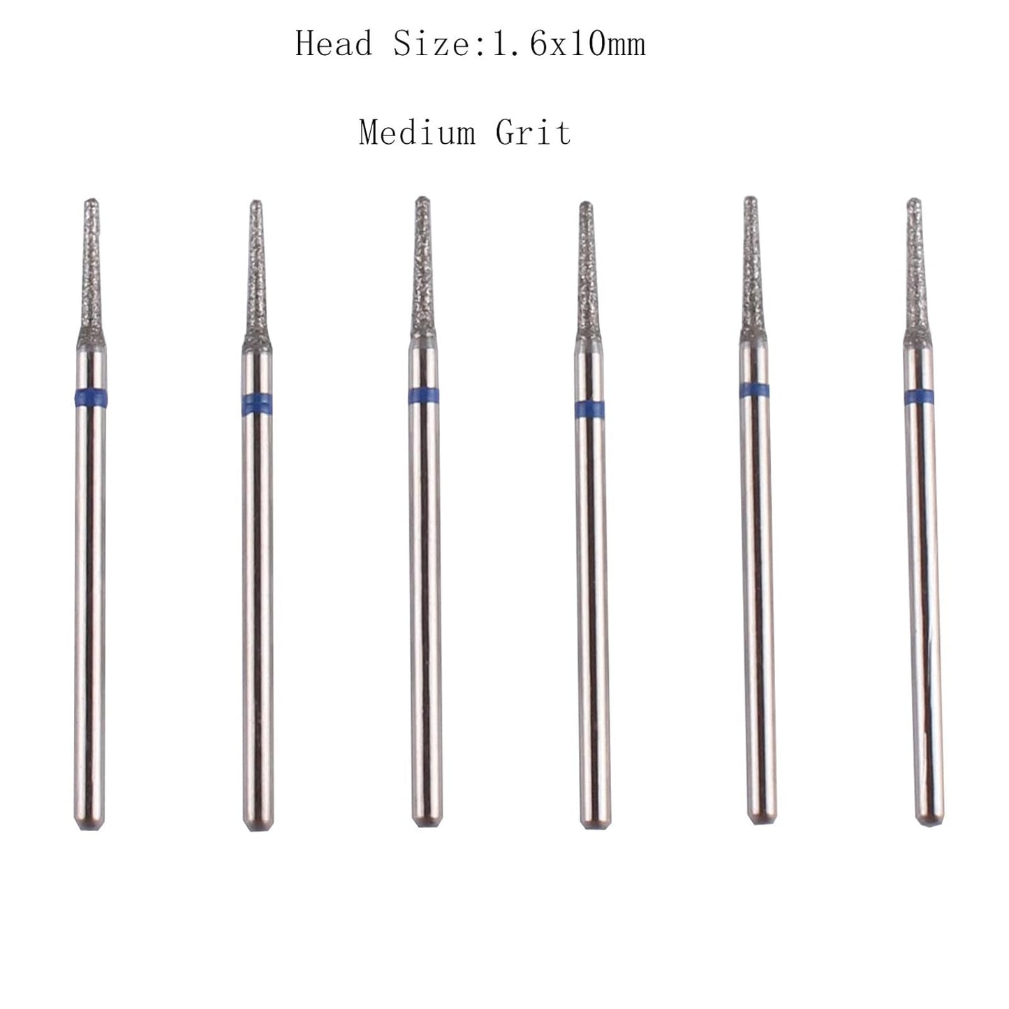 MZCMSL 6pcs Needle Shaped Cuticle Drill Bits for Manicure Under Nail, 3/32 shank Diamond Nail Bit