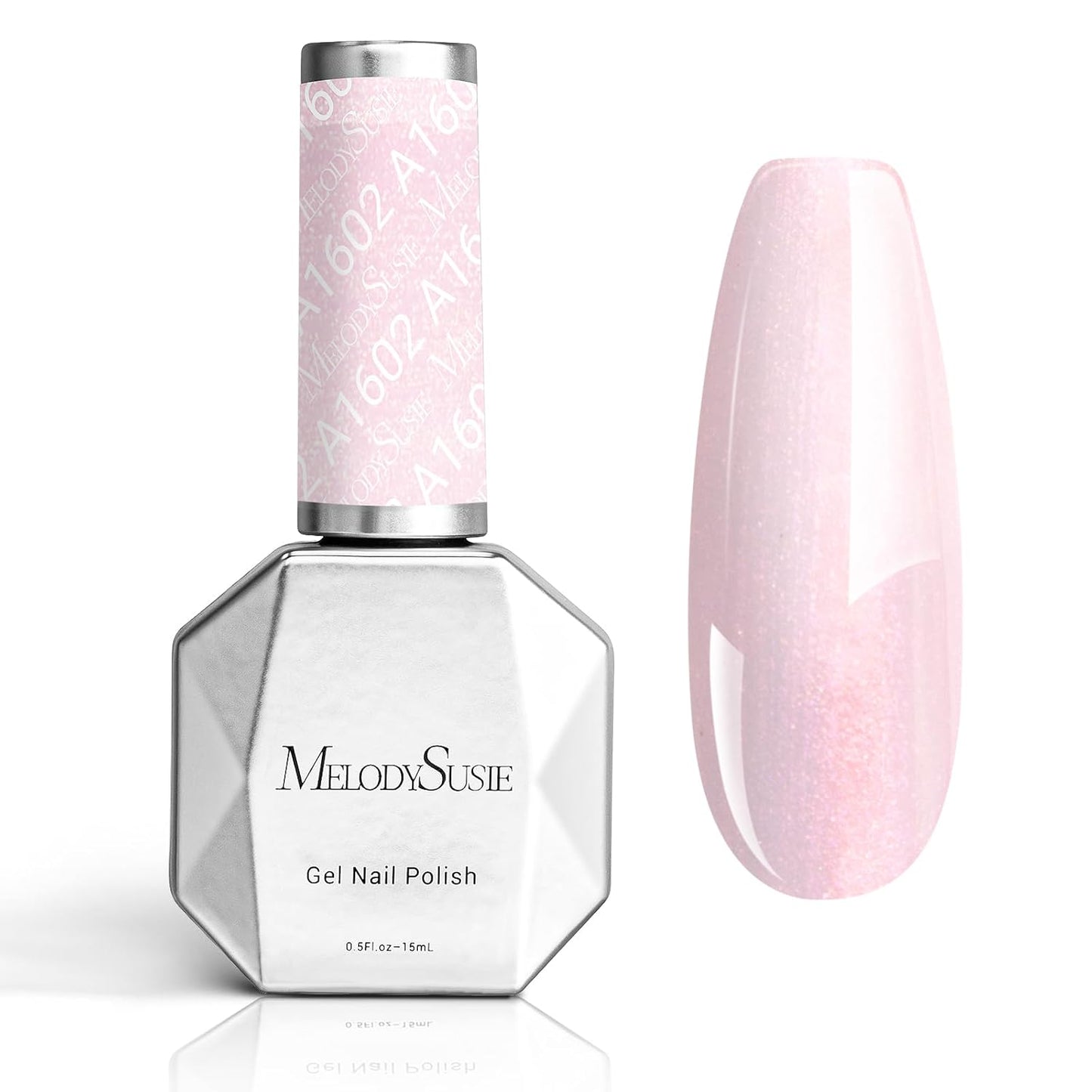MelodySusie Shimmer Pearl Pink Gel Nail Polish, 0.5fl oz Soak Off UV LED Thread Effect Swirl Shell Pink Gel Polish Gift for Women Nail Art Manicure Salon DIY Nail Design Decoration at Home-A1602