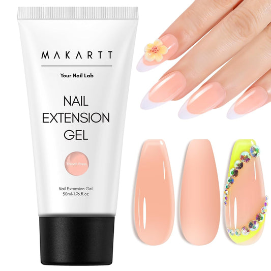 Makartt Poly Nail Gel: 50ML Nude Builder for Extension, Trending Stylish Elegant Colors for All Season, 3D Molding Hard Gel Manicure - French Press
