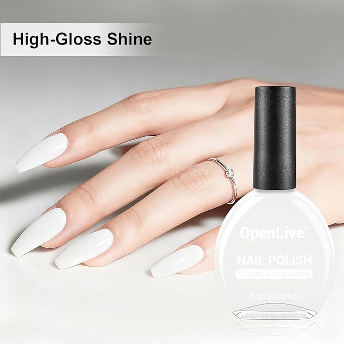 16.5ml White Perfume Nail Polish Large Volume Quick Dry Nail Polish, Long Lasting Shine, Fingernail Toenail Nail Art DIY Home Travel Nail Art Gift