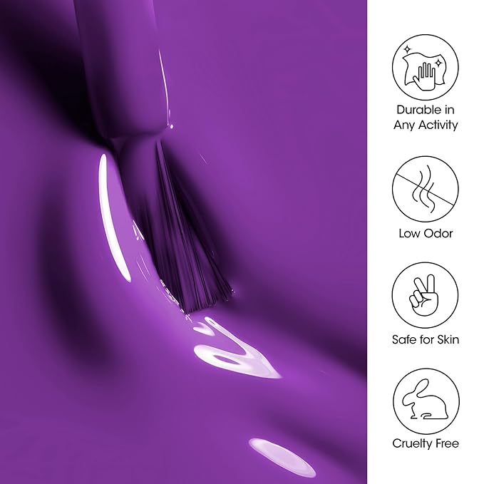 Gellen Purple Gel Nail Polish, 18ml Soak Off High Glossy Gel Polish for Nails, Need Cured Under UV light for Salon at Home DIY