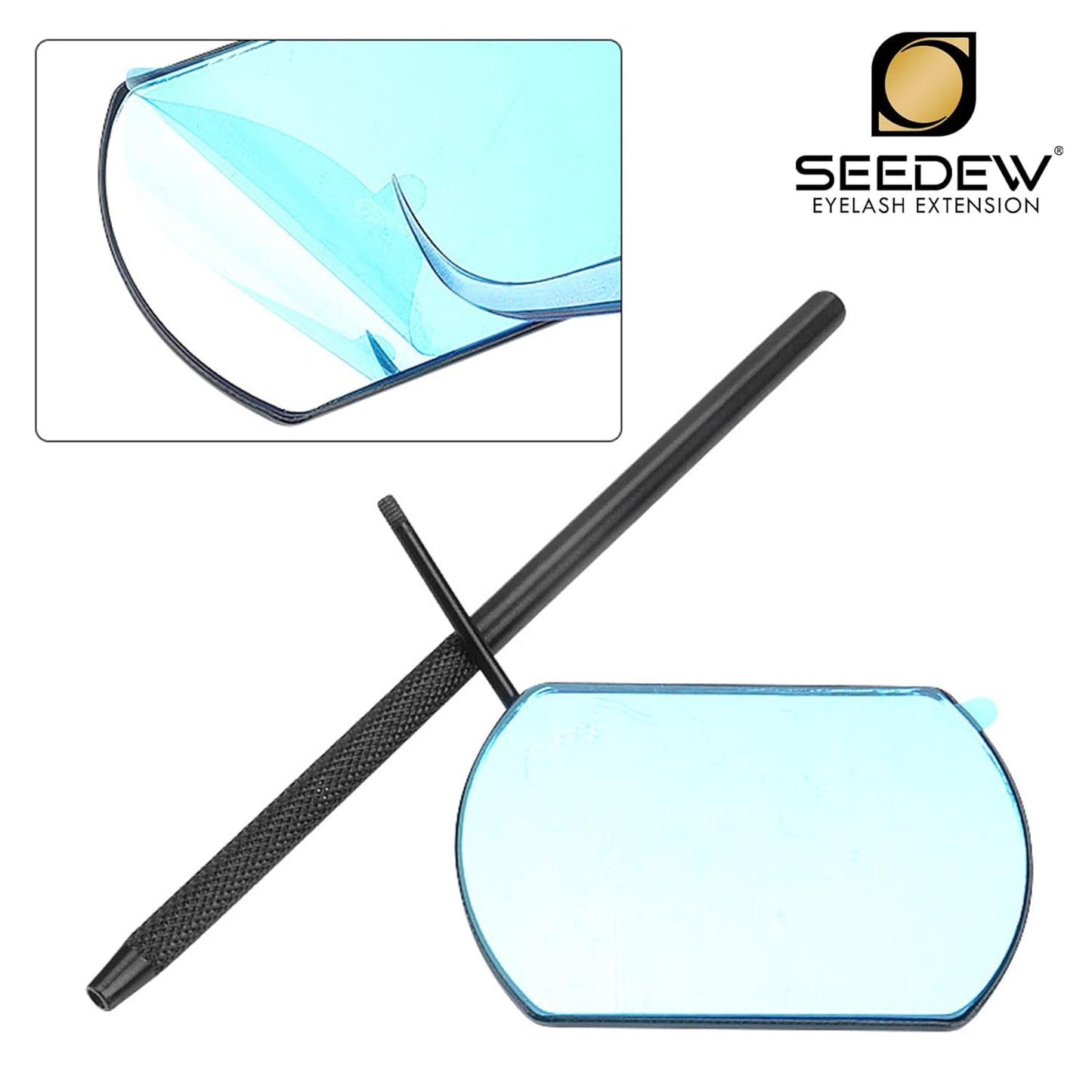 Lash Mirror Square Shape 14CM Handle (Silver) (Simple Packaging)