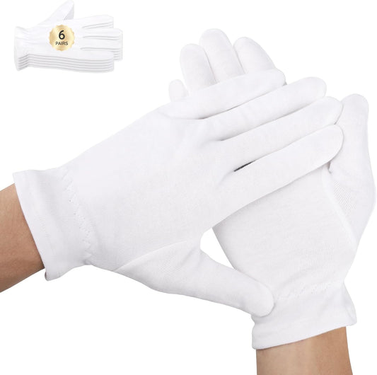 Segbeauty Moisturizing Gloves - Overnight Hand Gloves with Elastic Band, 12 Counts for Men, Women & Art Handling, 6 Pairs Sleep Moisture Lotion Gloves for Dry Hands