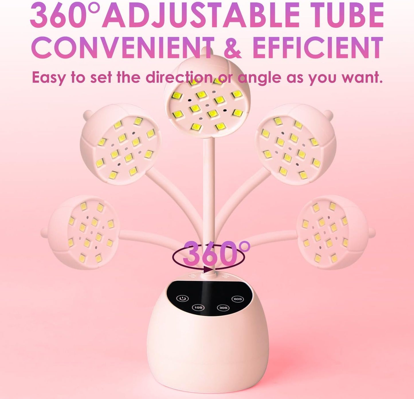 UV Nail Lamp for Gel Nails, 36W UV Nail Light Gooseneck Rechargeable with 4 Time Setting & Smart Auto Sensor for Nail Salon Home Use Lamp,Pink