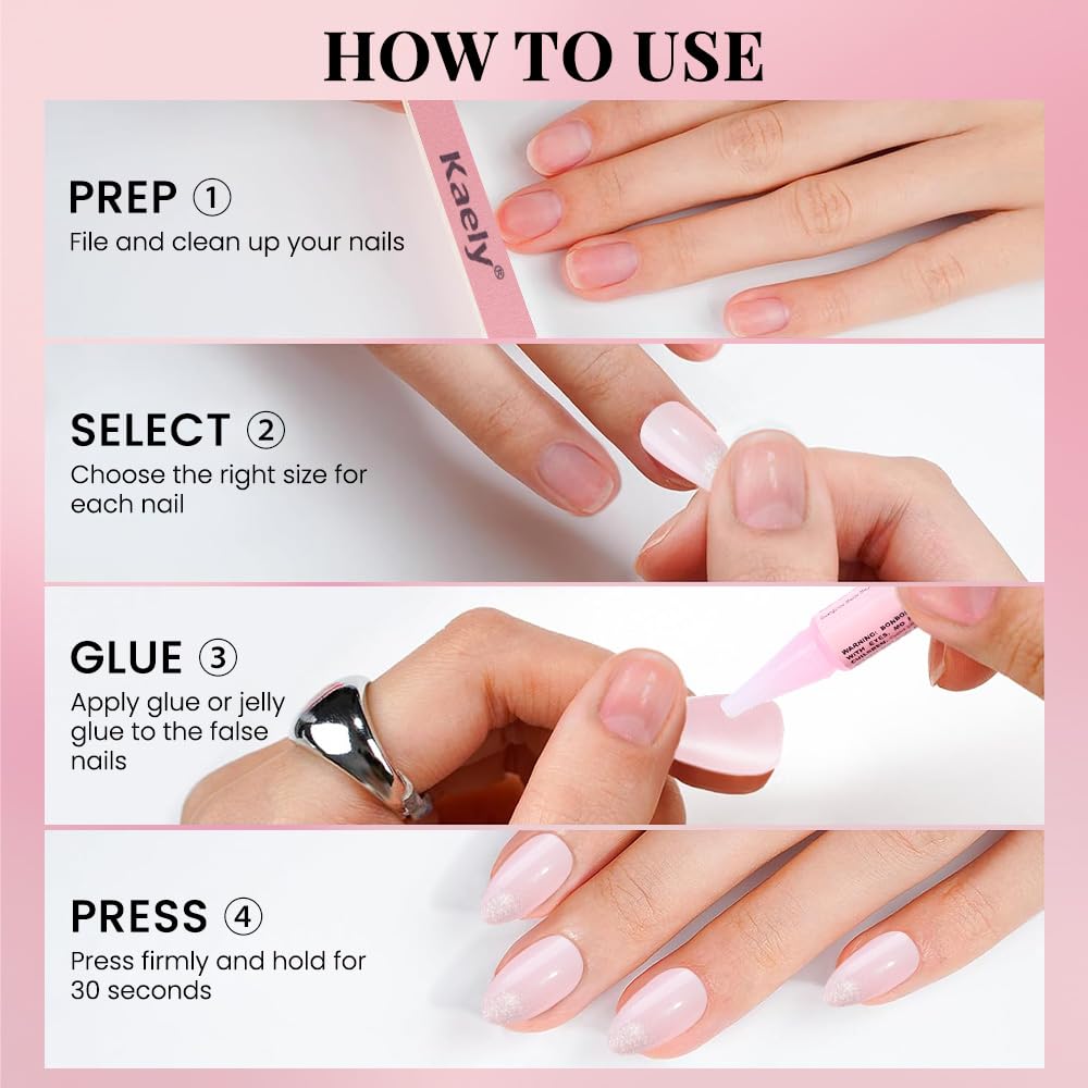 Cat Eye Press on Nails Short Almond - Nude Pink Shimmer Glossy French Tip Press on Nails for Gift, Soft Gel Press Glue On Nail with Nail Glue, Supremely Fit Full Cover Reusable Acrylic Fake Nails Kit