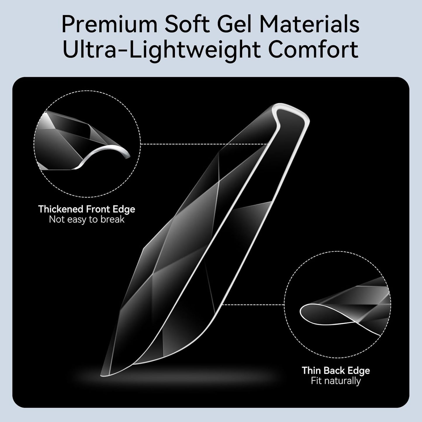 Makartt Medium Square Soft Gel Nail Tips: 120pcs 3D Diamond-Shaped Fake Nails Extension, 12 Sizes Full Cover Clear Press-On Tip, Natural Rhombus Lattice, Suit for Chrome Nail Powder