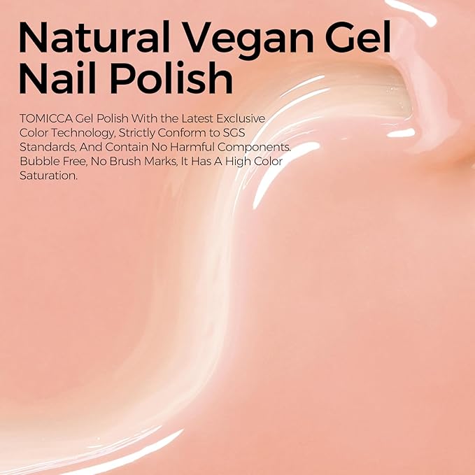 TOMICCA Nude Gel Nail Polish, 15ml Jelly Gel Polish, Translucent Quick Dry, Soak Off UV Neutral Light Gel Polish Colors Long Lasting Nail Art Manicure