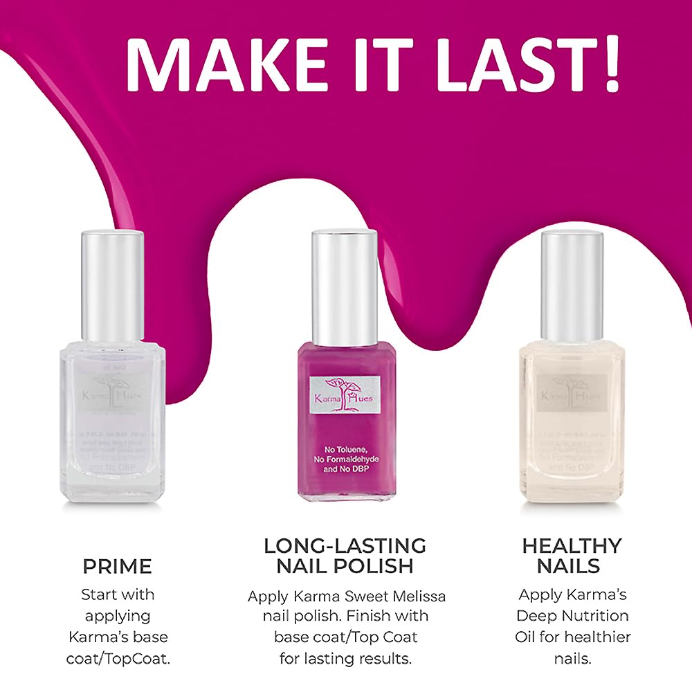 karma organic Natural Nail Polish, Vegan, and Cruelty-Free, No Toluene, No Formaldehyde, No DBP, and Free of TPHP, Sweet Melissa
