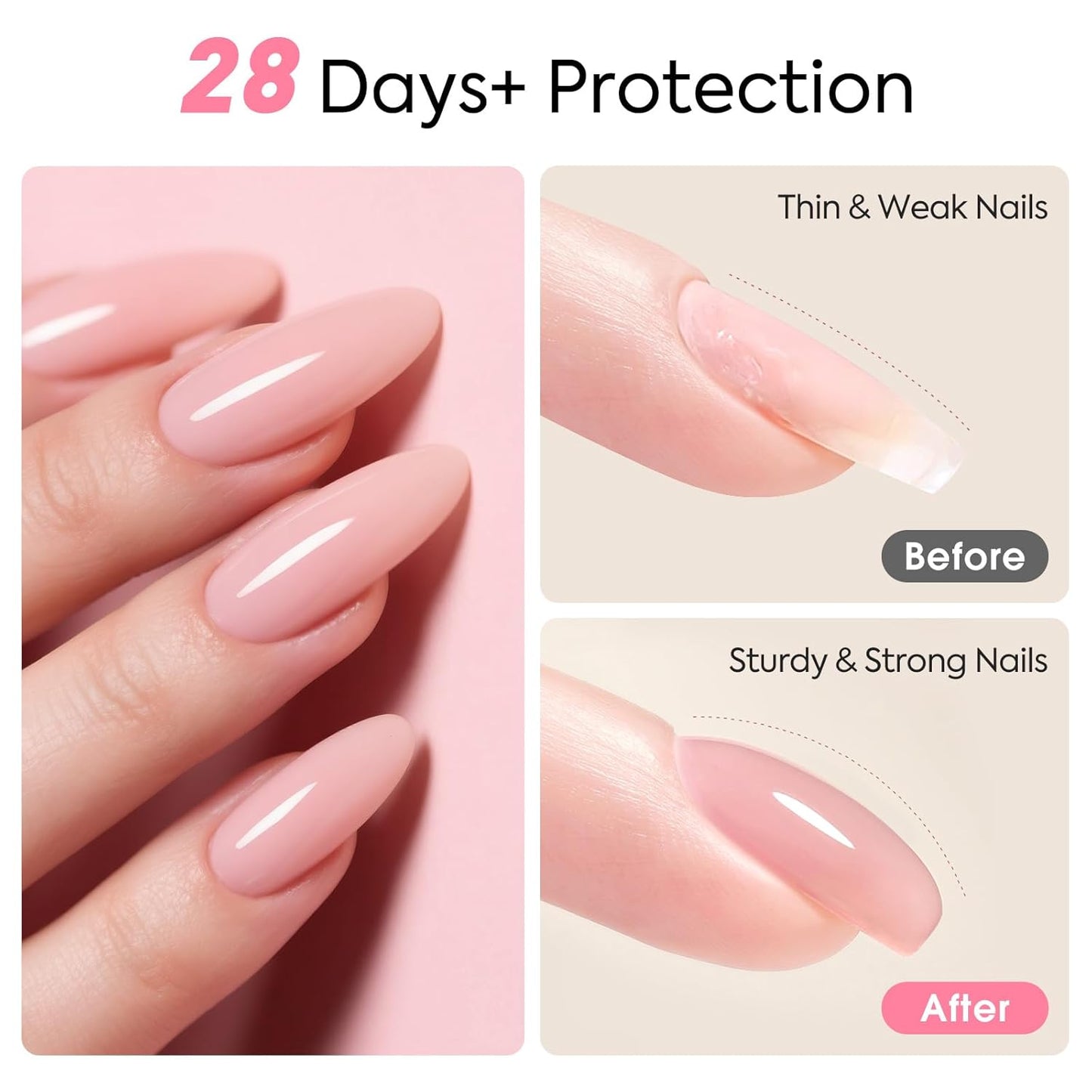 CANNI Rubber Base Gel – 9ml Nude Base Coat Gel, Natural Cover Strengthening for Weak Nails, Soak Off UV LED for DIY Salon Manicure