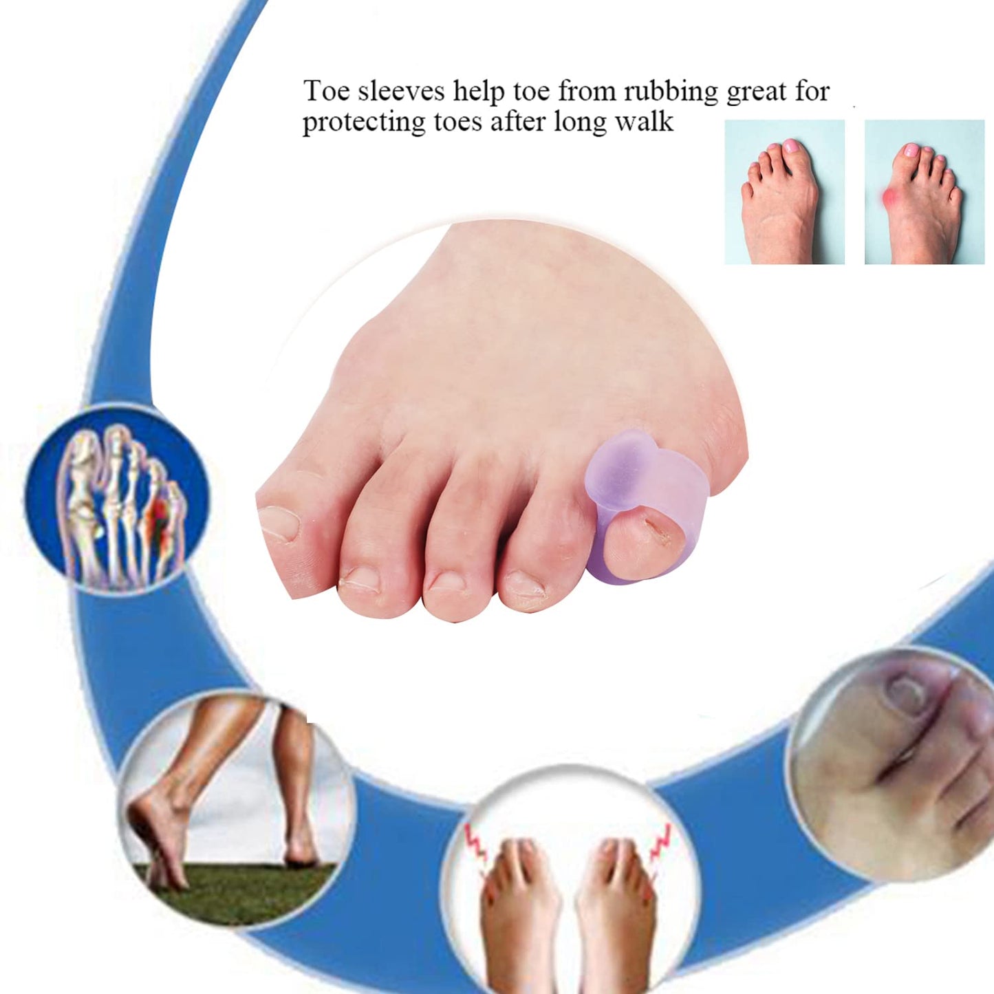 10 Pcs Pinky Toe Splint, Gel Toe Separators, Little Toe Straightener Hammer Toe for Men Women Walking, Running, Overlapping, Bunion Corrector and Bunion Relief, Small
