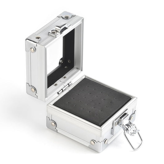 Professional 25 Holes Nail Drill Bits Box Container Nail Drill Grinding Bit Holder Nail Polish Head Storage Box Nail Tools Organizers Container Display Storage Box Manicure Tool (Silver)