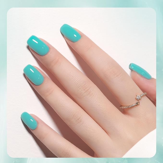 GAOY Blue Gel Nail Polish, 16ml Soak Off Gel Polish, UV Light Cure for Nail Art DIY Manicure at Home, 2455 Emerald Lake
