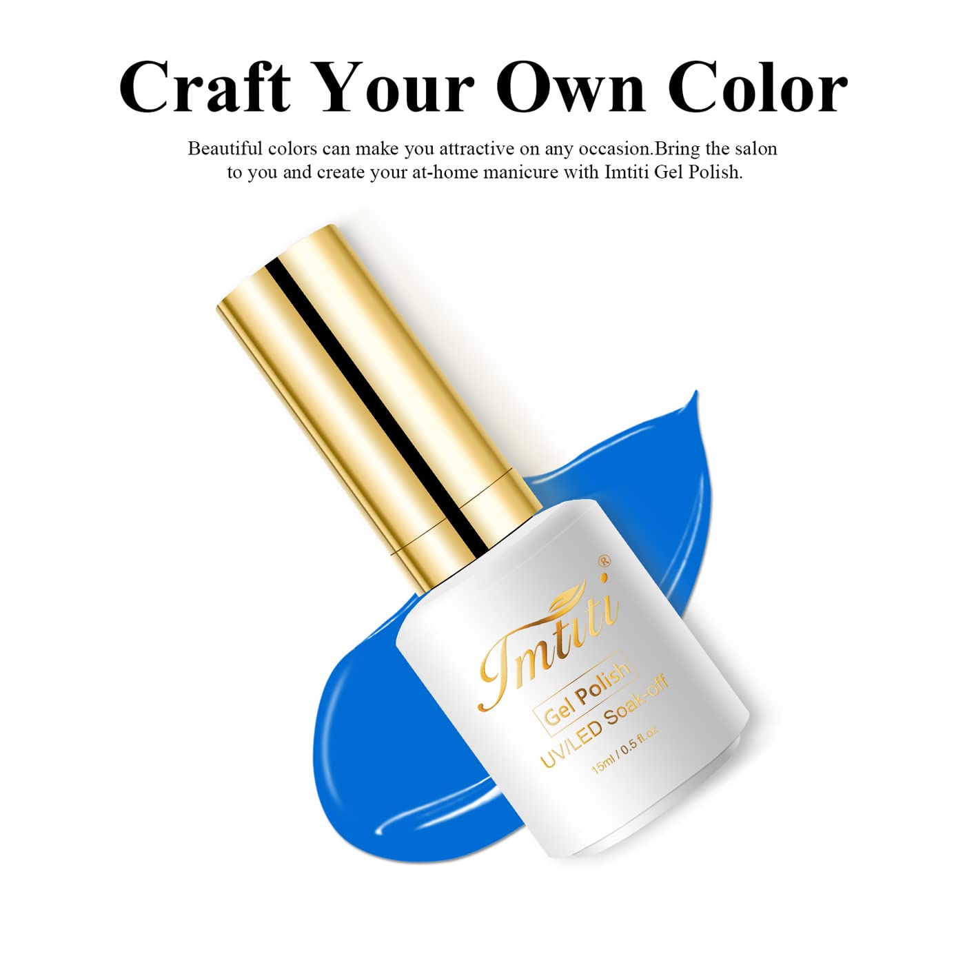 Imtiti Gel Nail Polish, 1 Pcs 0.5 Fl Oz Electric Blue Gel Polish Soak Off LED U V Nail Gel Polish Nail Polish DIY Nail Art Starter Manicure Salon Gel Nail Kit for Women Girls
