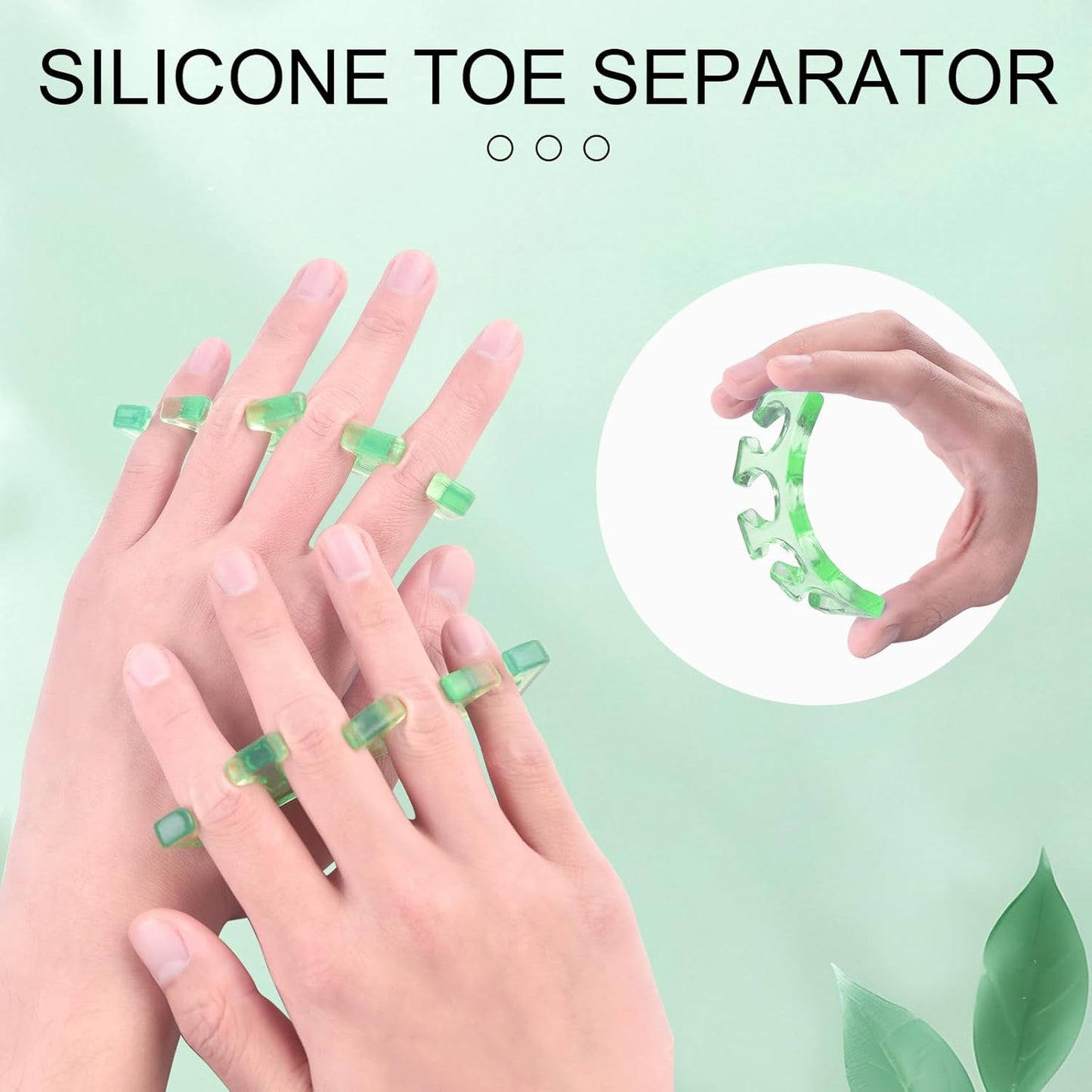 Toe Separators Gel Silicone Toe Separators for Pedicure Repeatable Washable Toenail Dividers Soft Gel Toe Spacers Pedicure Kit for Nail Polish Application & Foot Relief, 2 Pairs