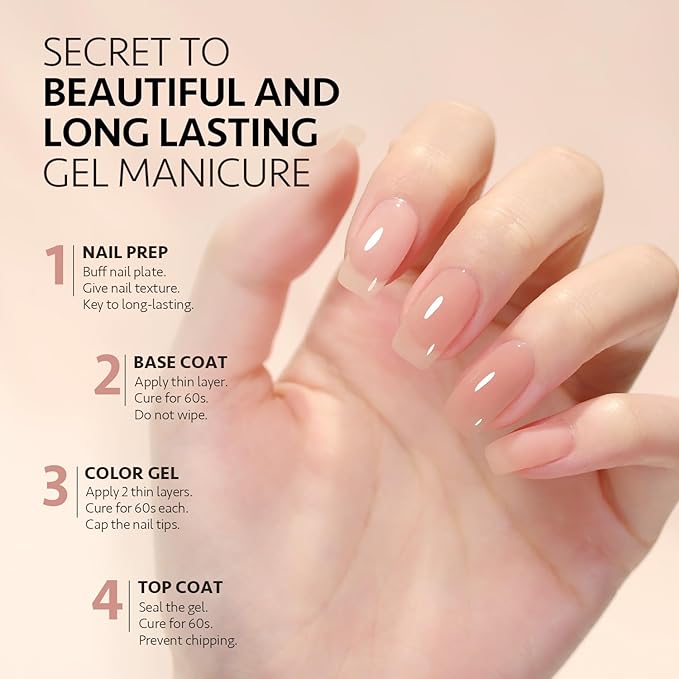 GAOY Jelly Nude Gel Nail Polish, 16ml Sheer Peach Translucent Gel Polish, UV Light Cure for Nail Art DIY, 1711 Peach Oolong