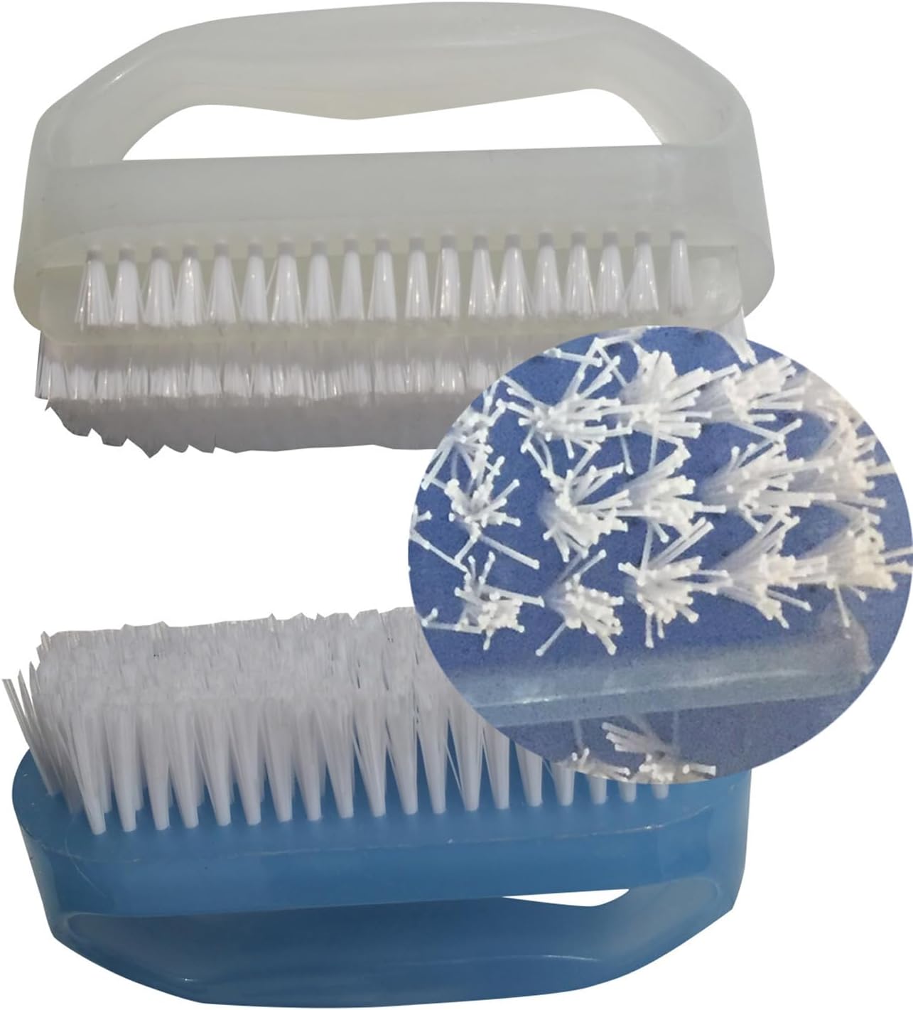 Coralpearl Nail Brushes X 2 for Cleaning Hand Finger Foot Toe with Cuticle Remover, Small Scrubber Cleaner with Handle, Soft Scrub Set for Fingernail Manicure, Toenail Pedicure, Gardener, Mechanic