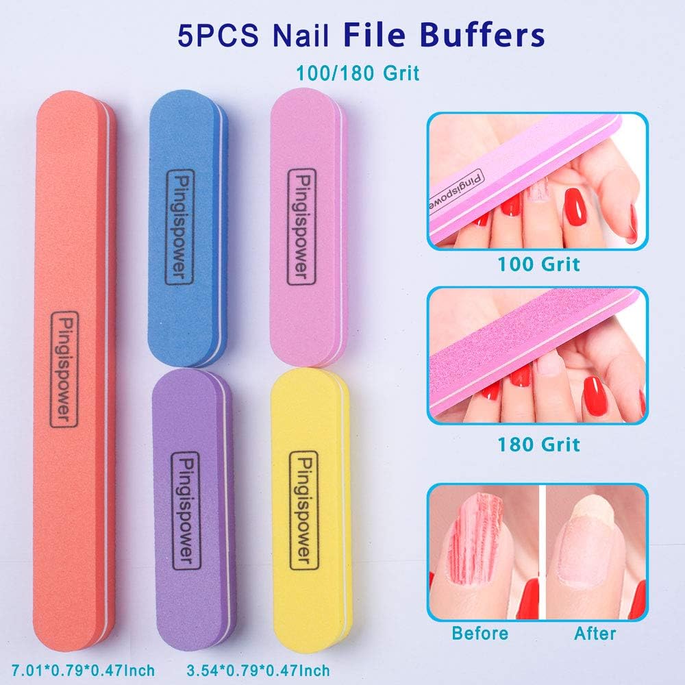 Nail Files and Buffers, 20PCS Professional Nail File & Nail Polishing Buffer Block for Natural Nails, 100/180 & 600/3000 Grit Reusable Manicure Kit for Women, Travel Home and Salon