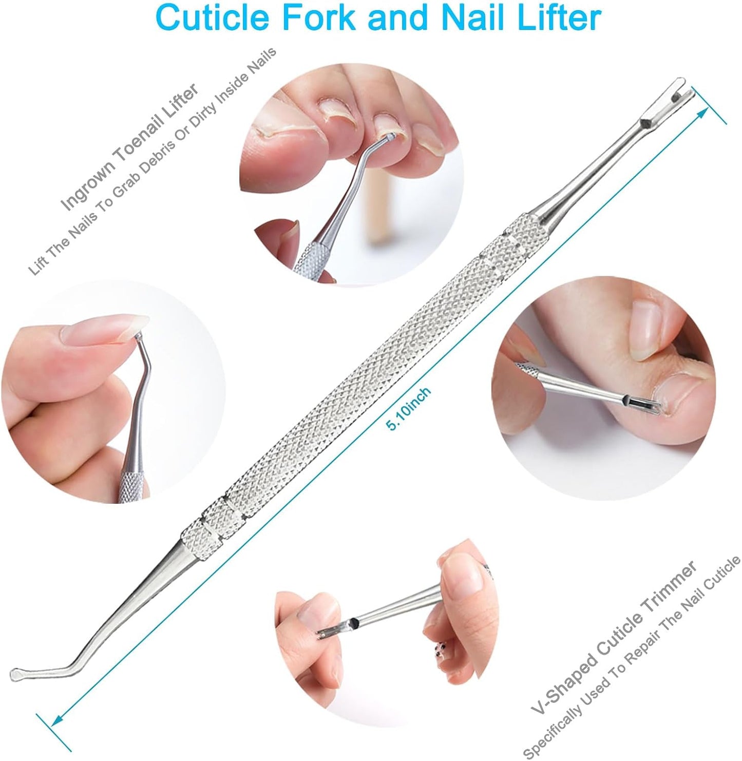 Cuticle Trimmer with Cuticle Pusher Set, 9PCS Professional Cuticle Nippers & Premium Stainless Steel Durable Cuticle Remover Tool Manicure Kit for Fingernails and Toenails