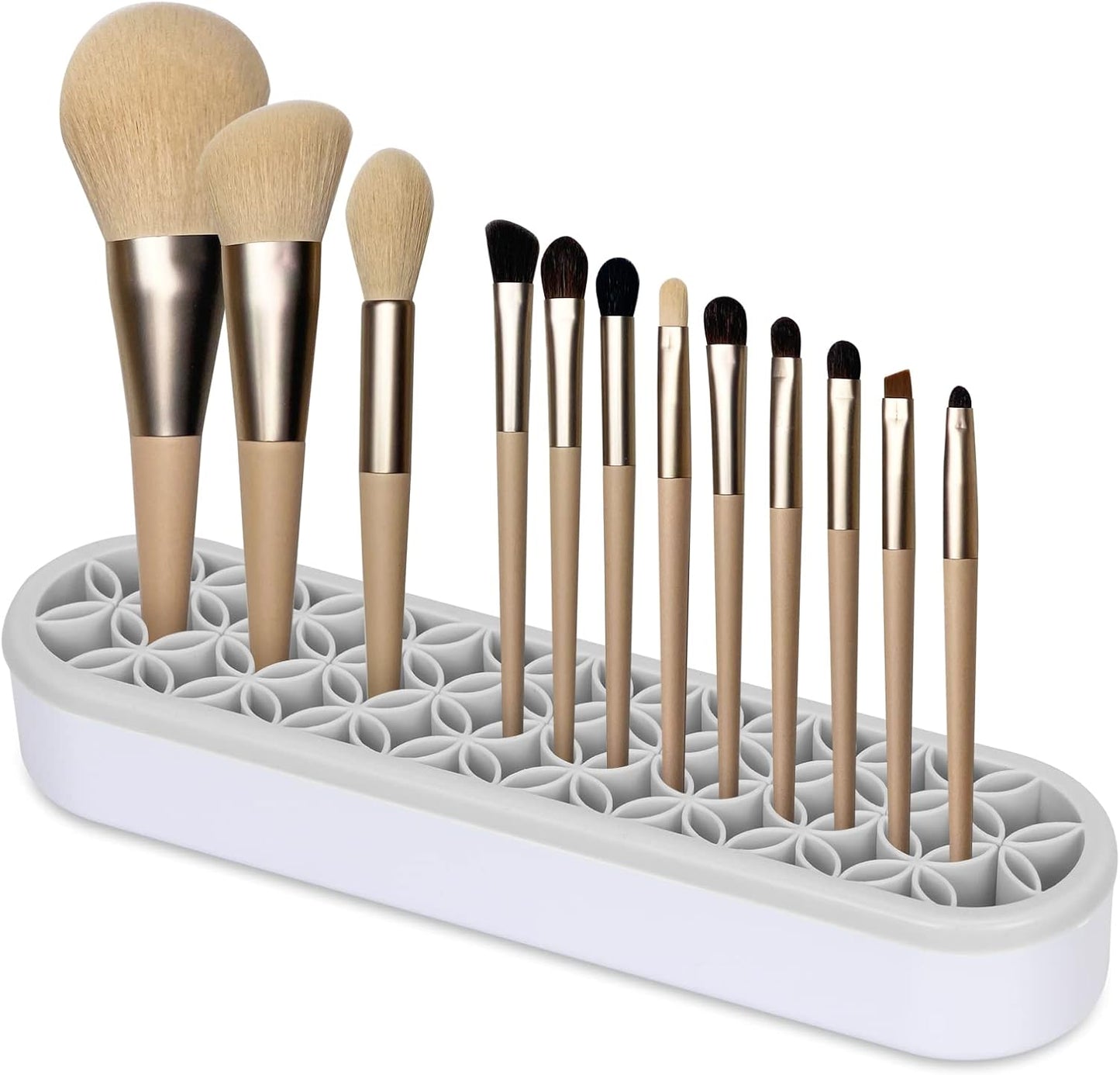 Unaone Silicone Makeup Brush Holder, Multipurpose Beauty Tool Organizer Make up Brush Storage Stand for Painting Pen Brushes Nail Clippers Drill Pens Ruler Sewing Craft Tools (Grey)