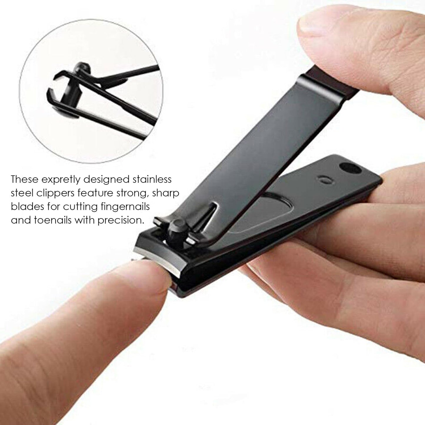 Manicure Set - Complete Stainless Steel Nail Clippers and Care Tools Set in Luxurious Leather Travel Case - Portable 26-Piece Travel Nail Kit (Black)