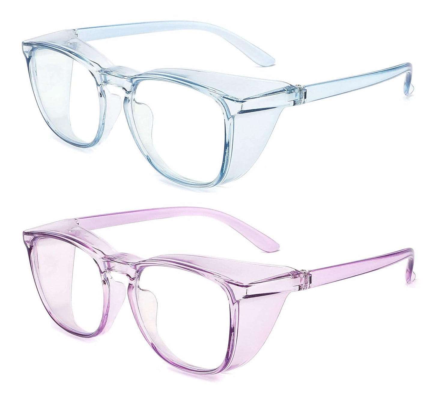 Alsenor Safety Glasses Anti Fog Goggles Protective Eyewear Blue Light Blocking Anti Dust UV Protection Glasses For Men Women (2 Pack (Sky-Blue + Lilac))