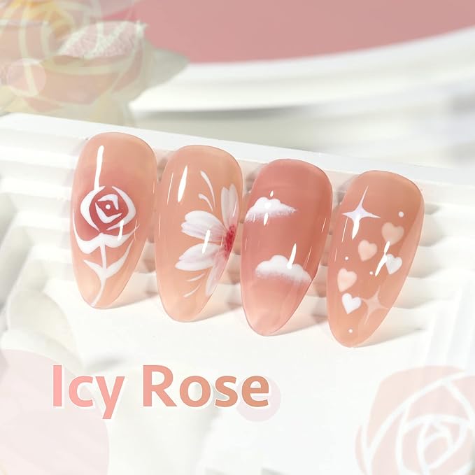GAOY Jelly Pink Nude Gel Nail Polish Set, 6 Transparent Colors Sheer Red Brown Soak Off UV Light Cure Gel Polish Kit for Salon and Nail Art DIY at Home