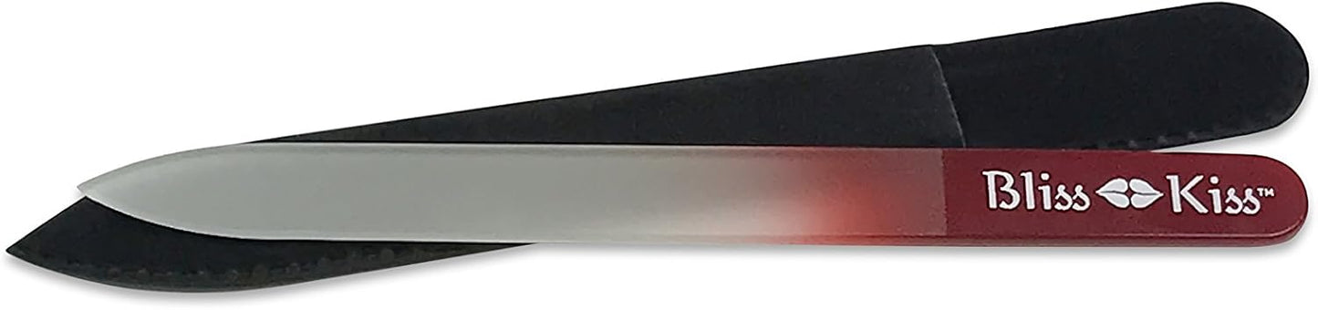 Bliss Kiss Simply Crystal Nail File - Large - Czech Glass - with case and Sleeve