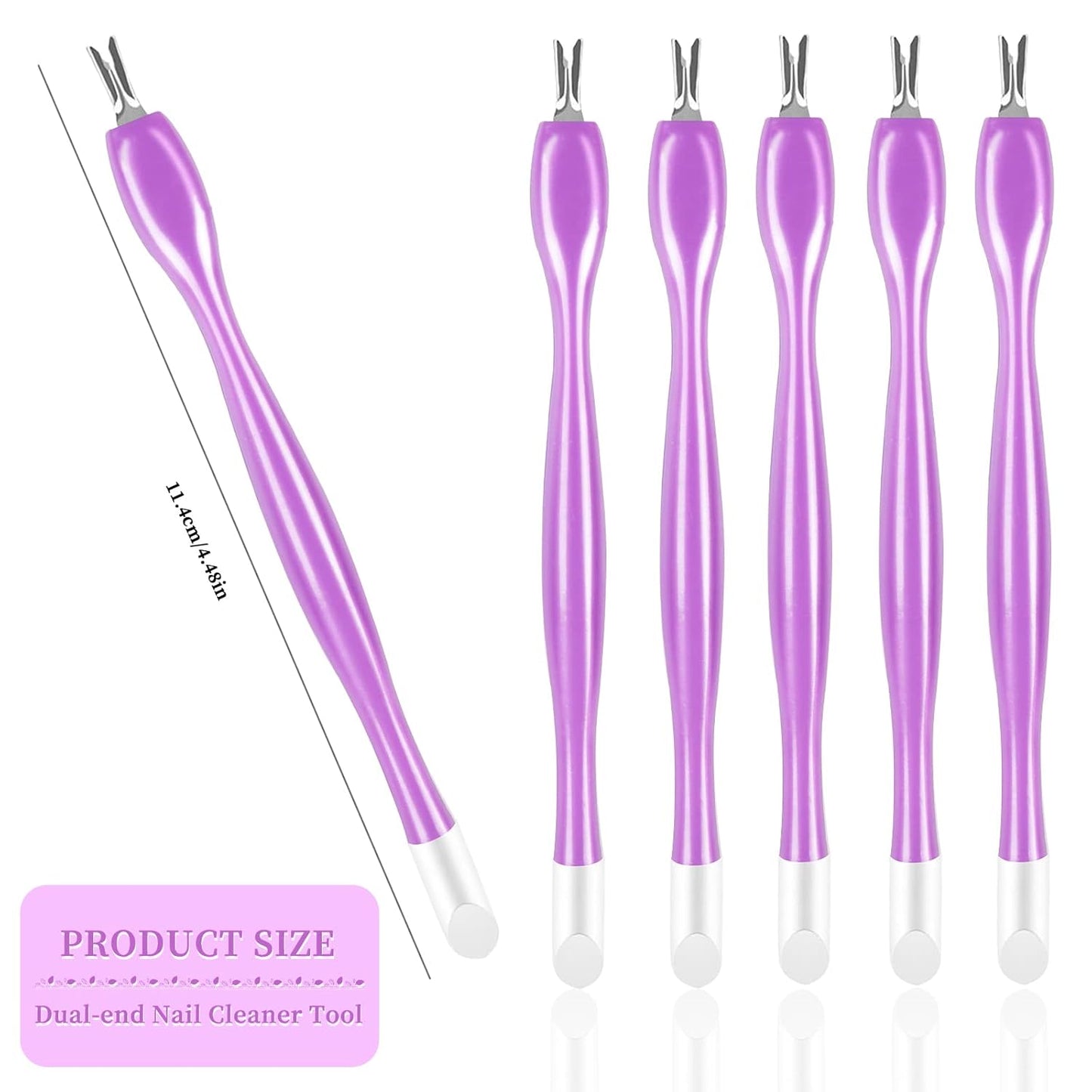 50Pcs Nail Cuticle Trimmer Rubber Nail Cleaner, Plastic Handle Cuticle Knife, Double End Nail Dead Skin Fork Cuticle Pusher Bulk Nail Art Cuticle Remover Tools for Girls Women and Men-Purple…