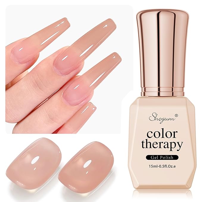 Sheer Nude Pink Gel Nail Polish LED UV Gel Soak Off Clear Elegant French Manicure Jelly Nail Polish Varnish 15ml for Home Salon Nail Art DIY X09