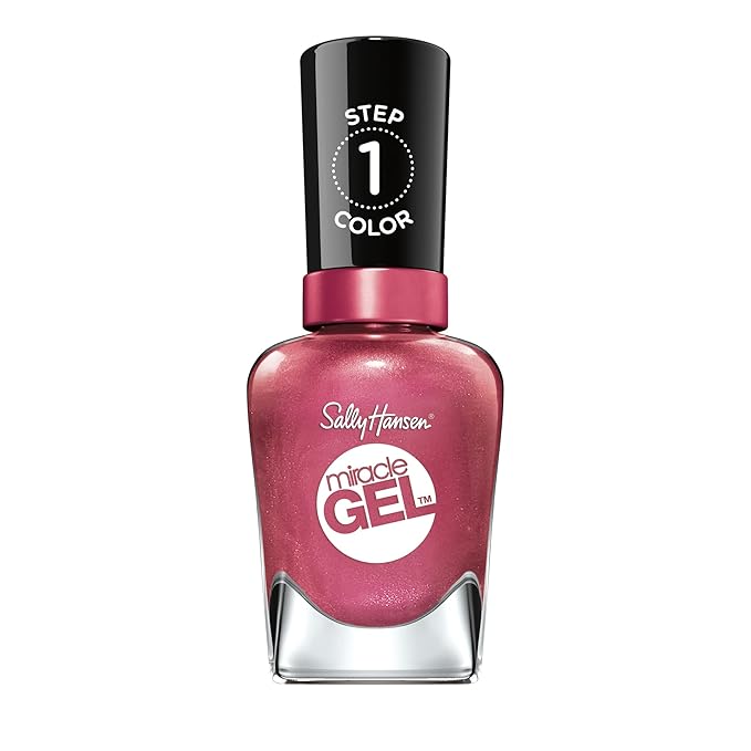 Sally Hansen Miracle Gel Salon Quality Nail Polish | Gel-Like Formula, Two-Step System, No UV Light Needed, Long Lasting | Opaque, Shimmer | 242 Saturn It Up! | Muave Pink Nail Color