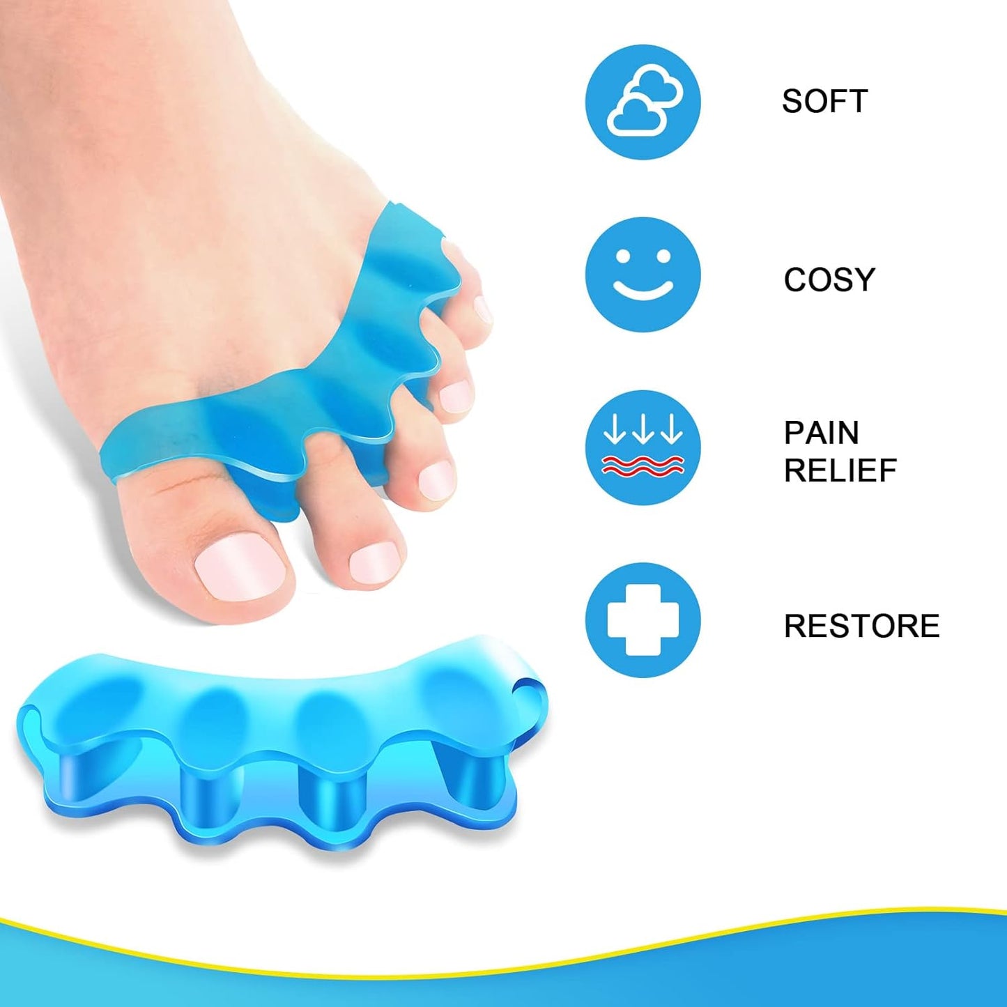 8 PCS Professional Toe Separators. Juzure Silicone Toe Spacers to Correct Bunions and Restore Toes to Their Original Shape for Women Men. Toe Correctors/Toe Straightener/Toe Stretcher/Toe Spacers