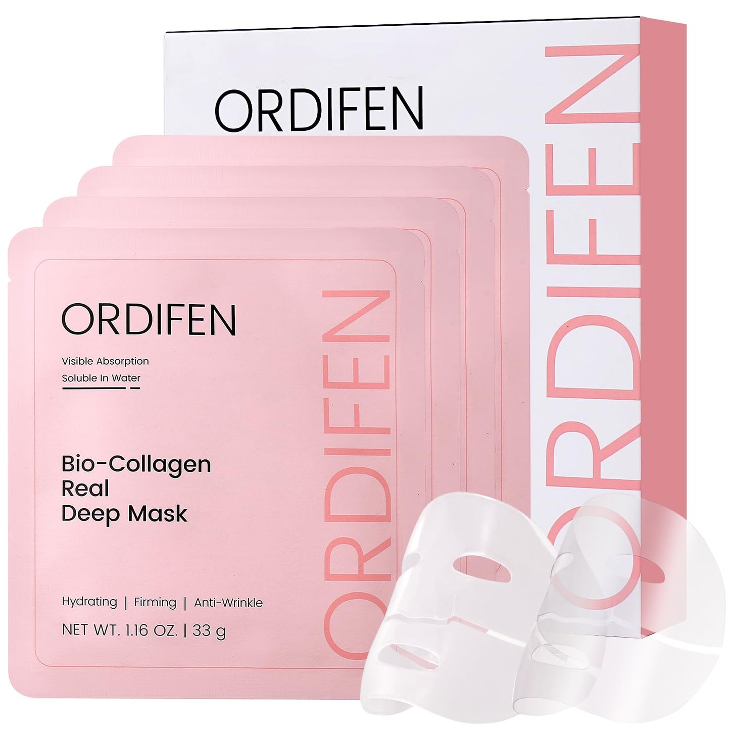 Collagen Night Wrapping Mask, Bio-Collagen Face Masks - Deep Hydrating Overnight Face Mask, Korean Skincare, 4 PCS Facial Treatments & Masks for Women - Firming & Moisturizing