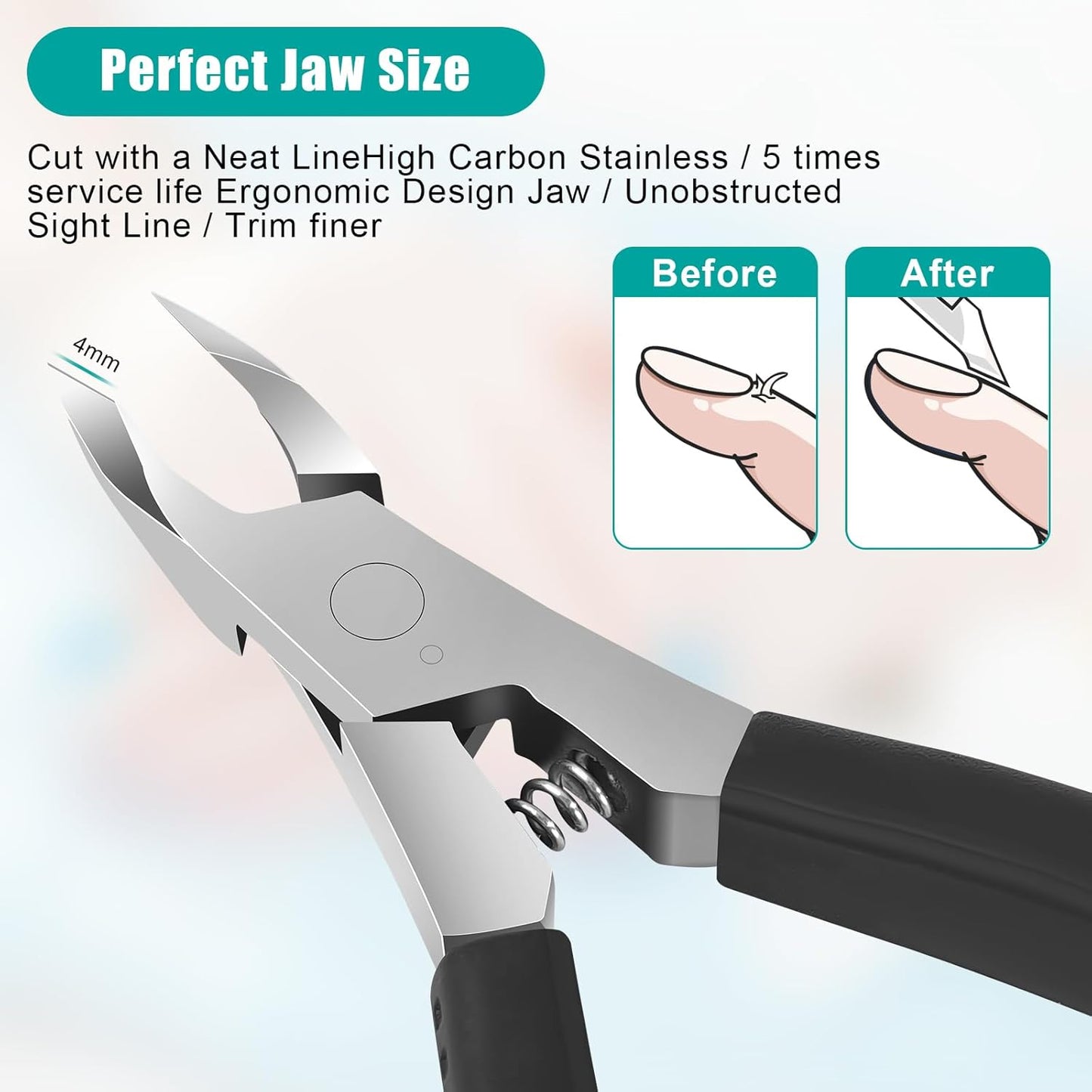 Diesisa Cuticle Trimmer,4mm Jaw Extremely Sharp,Cuticle Clippers for Nails with Silicone handle, Non-Slip,Professional Steel Cuticle Cutter,Trimmer Dead Skin Remover Stainless Cuticle Remover Tool