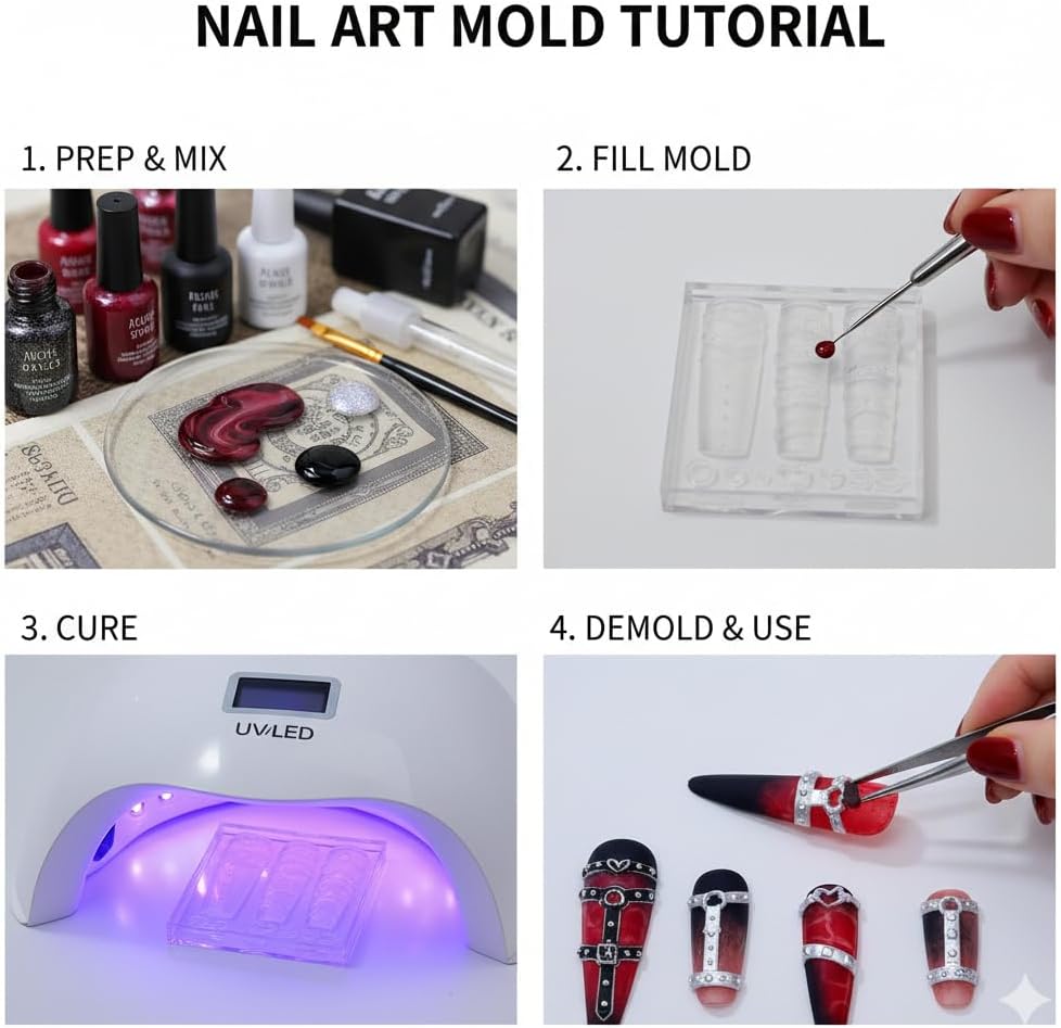 1 Pcs Belt Buckle Silicone Nail Art Molds for Women Resin Nail Design