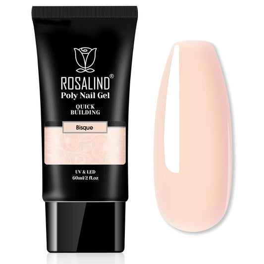 ROSALIND Nude Poly Extension Gel, 60ml Light Nude Poly Nail Gel Builder for Nail Art Decoration,Nail Thickening Extension Easy to DIY Use at Home Need UV Lamp