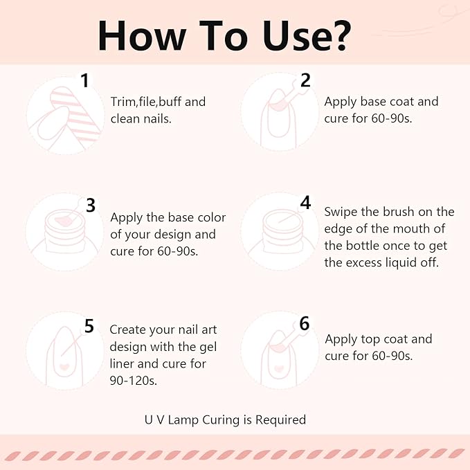 JODSONE 10ml Nail Art Gel Liner Light Nude Gel Nail polish Need U V Lamp Cured Gift for Girls at Home Salon Design