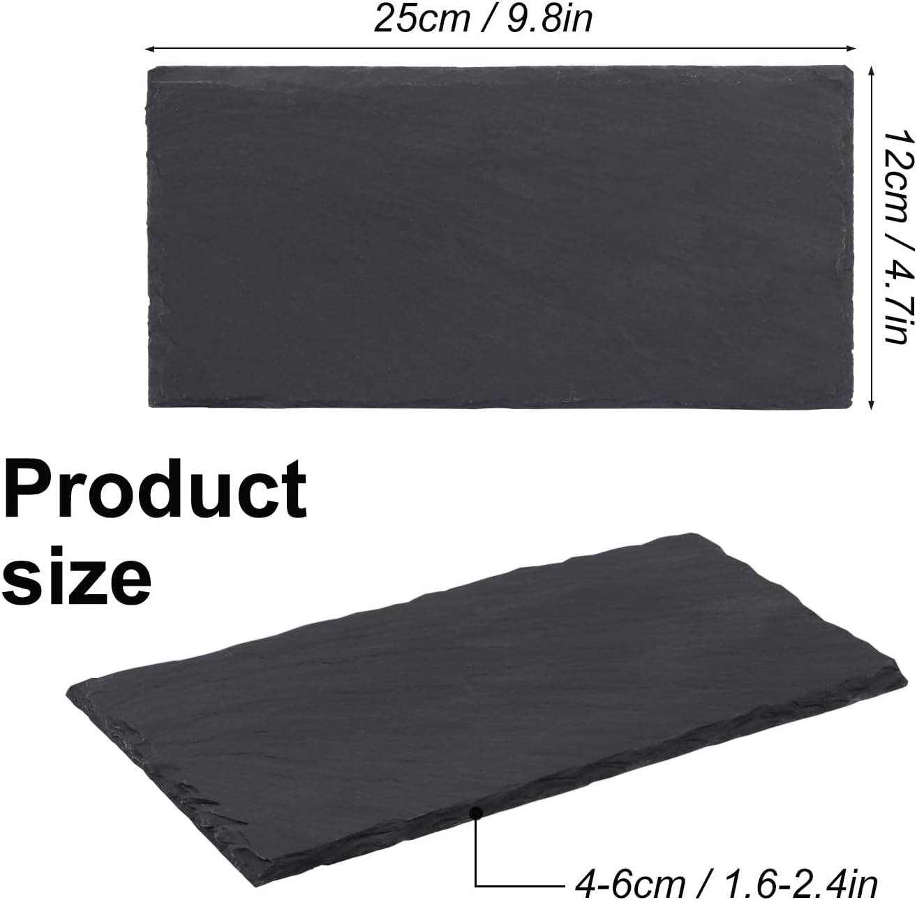 12 Pack 10 x 4.72 Inch Slate Cheese Boards, Black Rectangle Slate Charcuterie Boards, Natural Charcuterie Stone Plates for Parties, Gifts, and Special Events, Cheese, Sushi, Food.