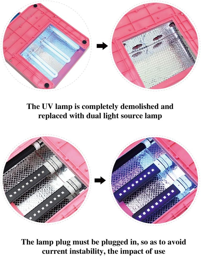 BLUERISE Gel Nail Lamp 9w Uv Led Light 4 Pcs 365 + 405nm Double Light Source Lamp Bulb 10000 Hours Led Replacement Tube for Professional Nail Salon Tools Studio Or Home Use