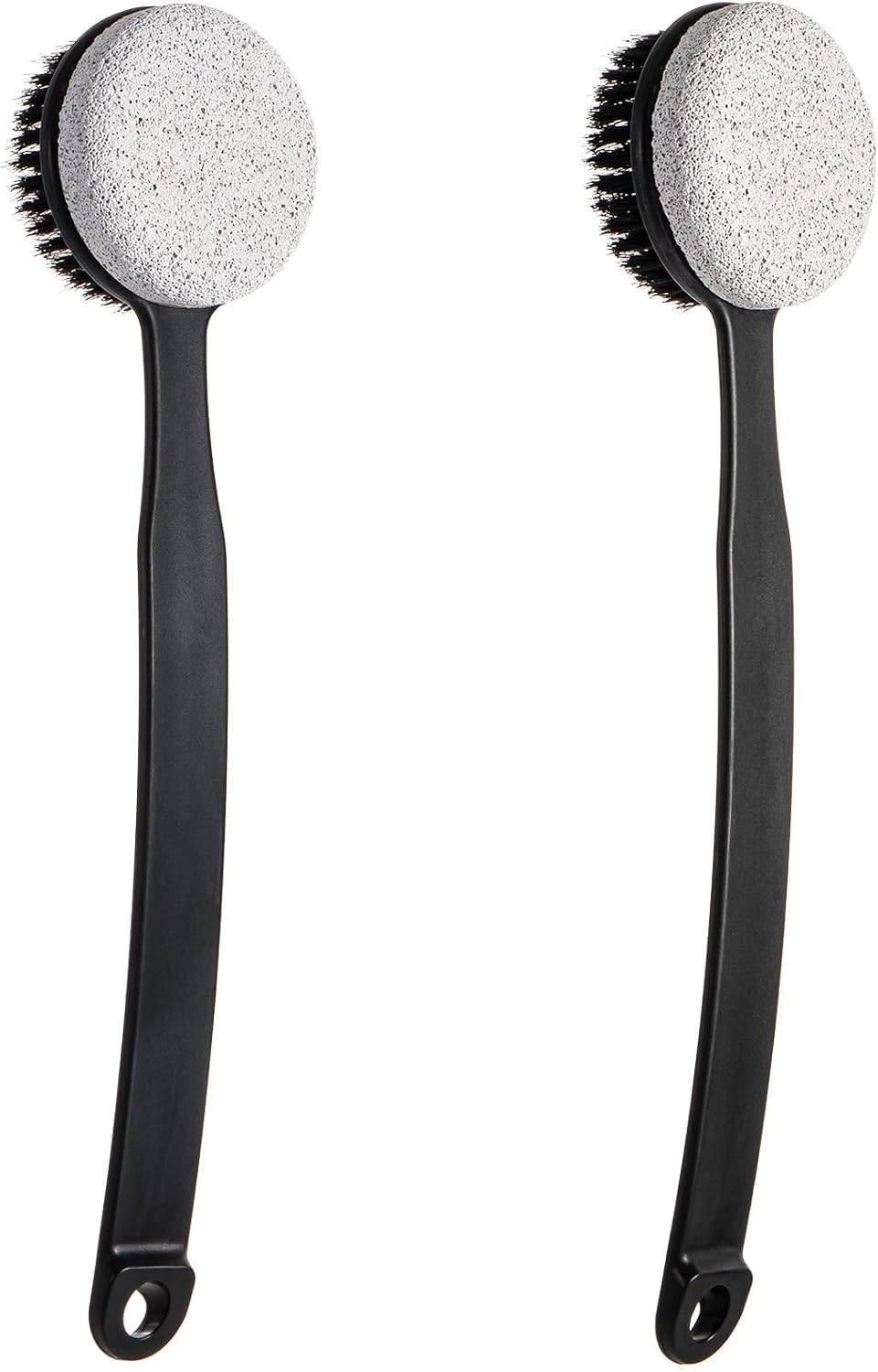Pumice Stone for Feet and Shower Brush with Long Handle 13.7",Hard Skin Callus Remover, 2 in 1 Foot Scrubber Brush, Back Scrubber Body Brush for Shower Deep Cleansing and Exfoliating (Curved)