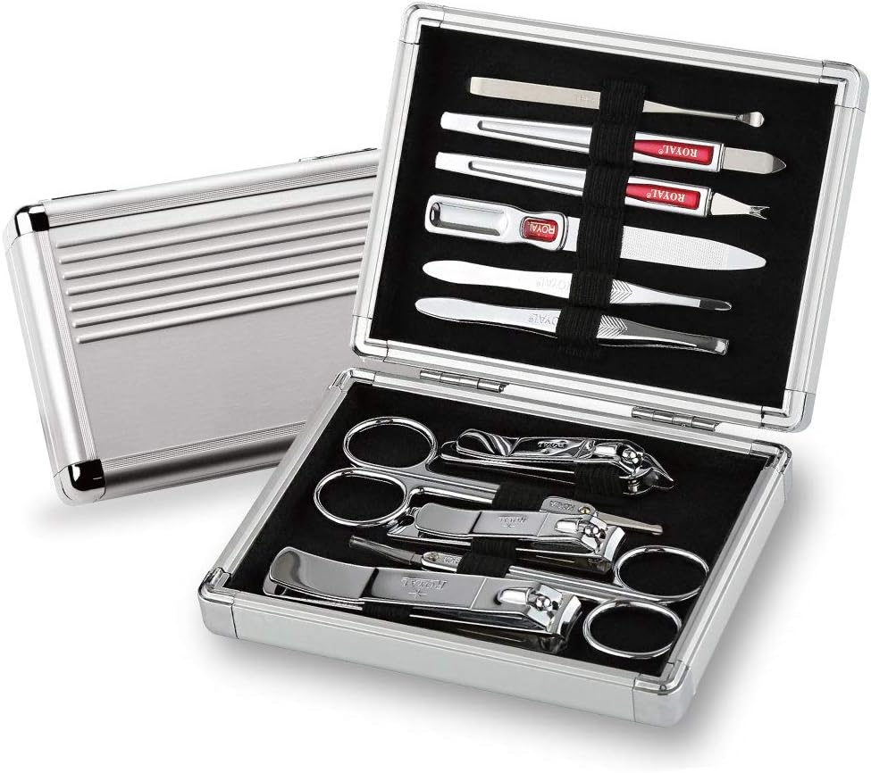 ROYAL Metal Nail Clipper Set Series (11 PCS White Aluminum CASE)