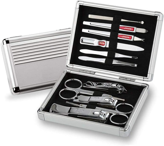ROYAL Metal Nail Clipper Set Series (11 PCS White Aluminum CASE)