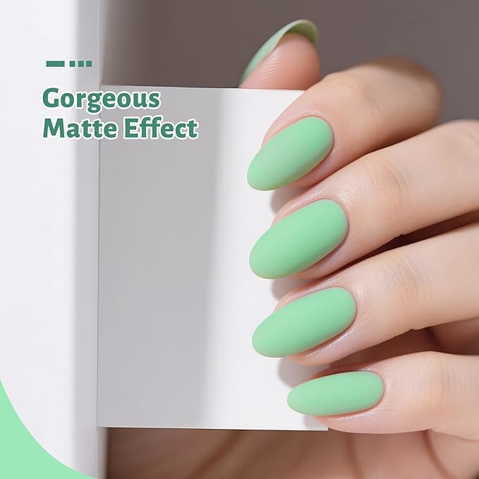 JODSONE Mint Green Gel Nail Polish 10ml Soak Off Nail Polish Light Green Nail Color Salon Quality Long-Lasting, Vegan & Cruelty-Free Beginner-Friendly Need U V Lamp Curing