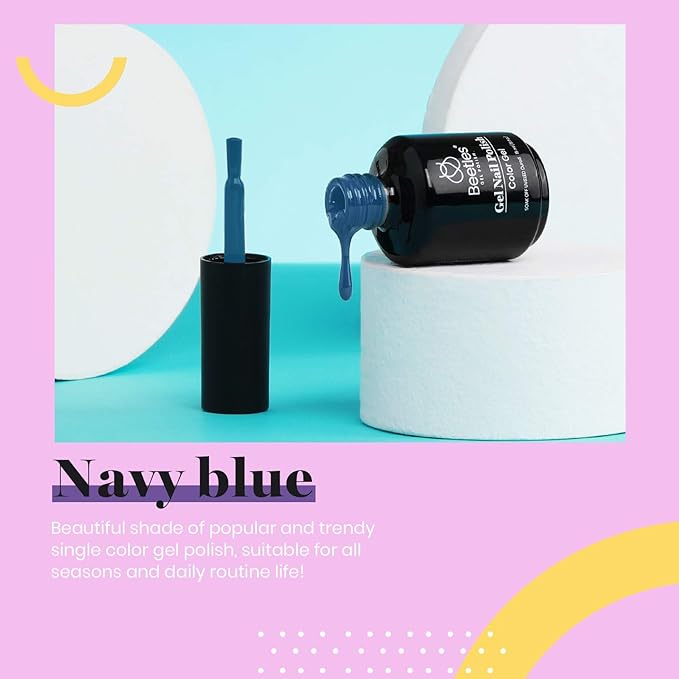 Beetles Winter Gel Nail Polish 15ml Aegean Dark Navy Blue Gel Polish Dark Teal Jewel Tone Nail Art Manicure Salon DIY Decoration at Home Soak Off Uv Lamp Cured Gift for Women