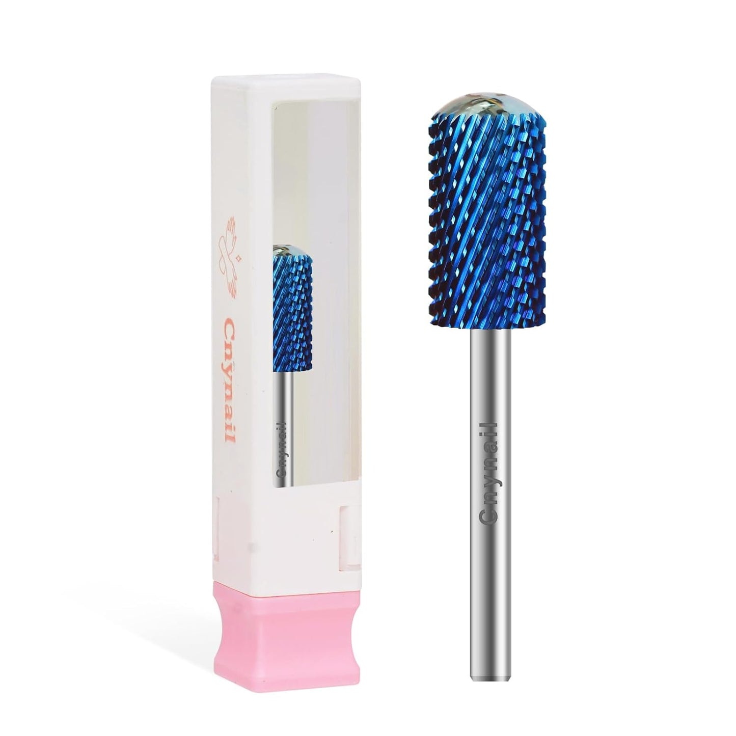 3/32" Large Barrel Smooth Round Top Tungsten Carbide Nail Drill Bit Safety Bit for Gel & Acrylic Removal, 2-Way Rotating Efile Tip, Salon Electric File Accessory (C Grit, Blue)