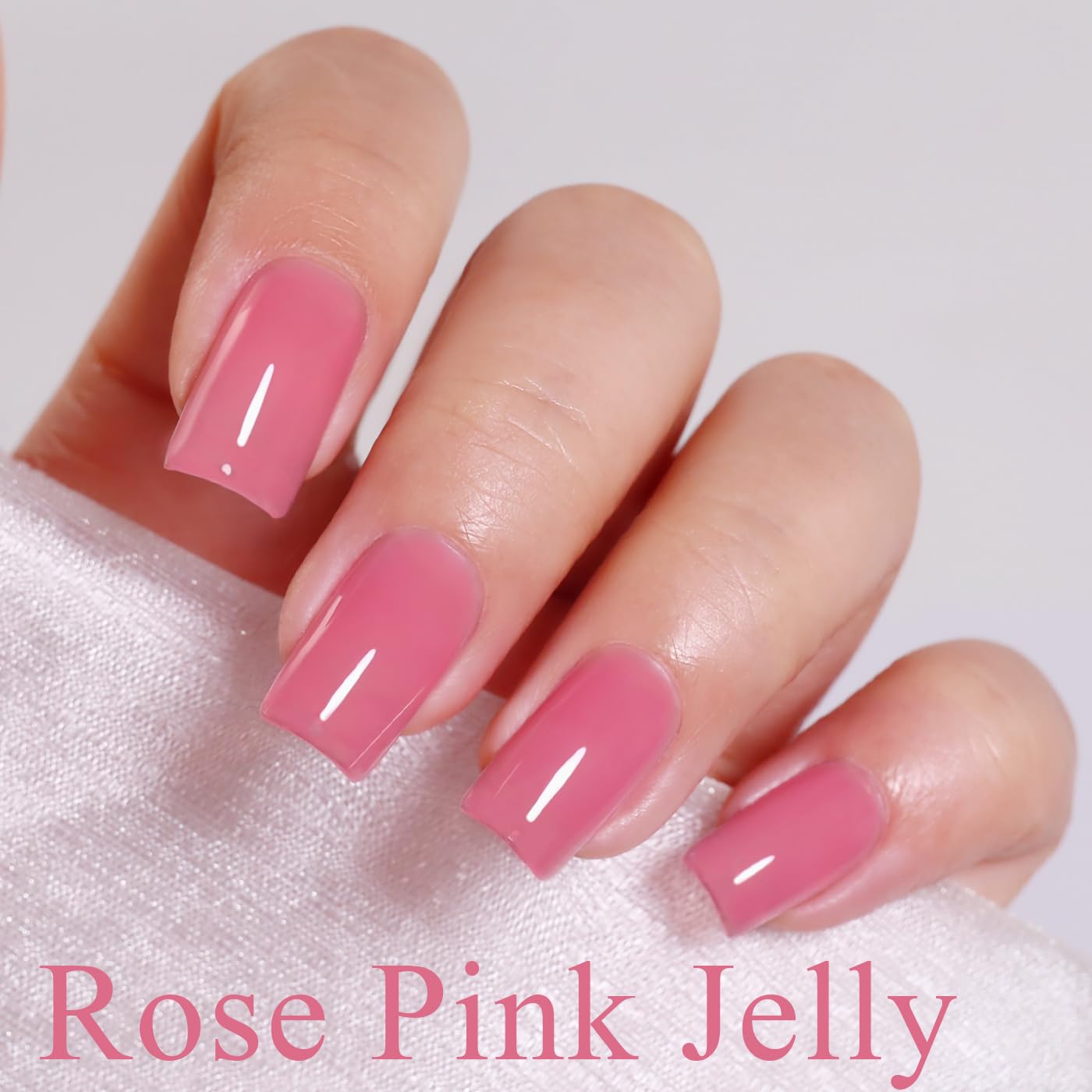Imtiti Jelly Gel Nail Polish, Rose Pink Sheer Jelly Nail Gel Polish Soak Off UV LED Spring Summer Translucent Art Manicure Salon DIY Design 10ML